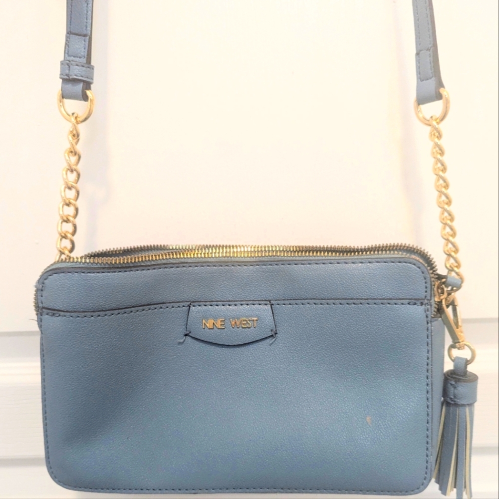 Aqua with gold chain & tassel Nine West purse